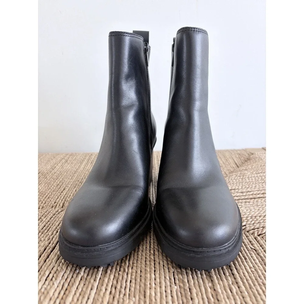 Vionic Women's Truckee Booties Ankle Boot Black Leather Sz 8.5 Capsule